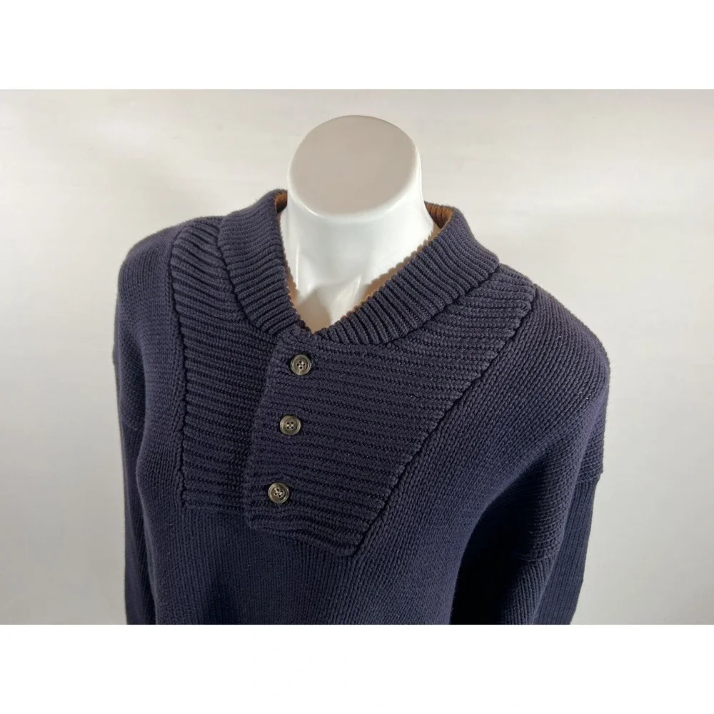 Banana Republic Men's XL Cotton 1/4 Button Henley Pullover Sweater